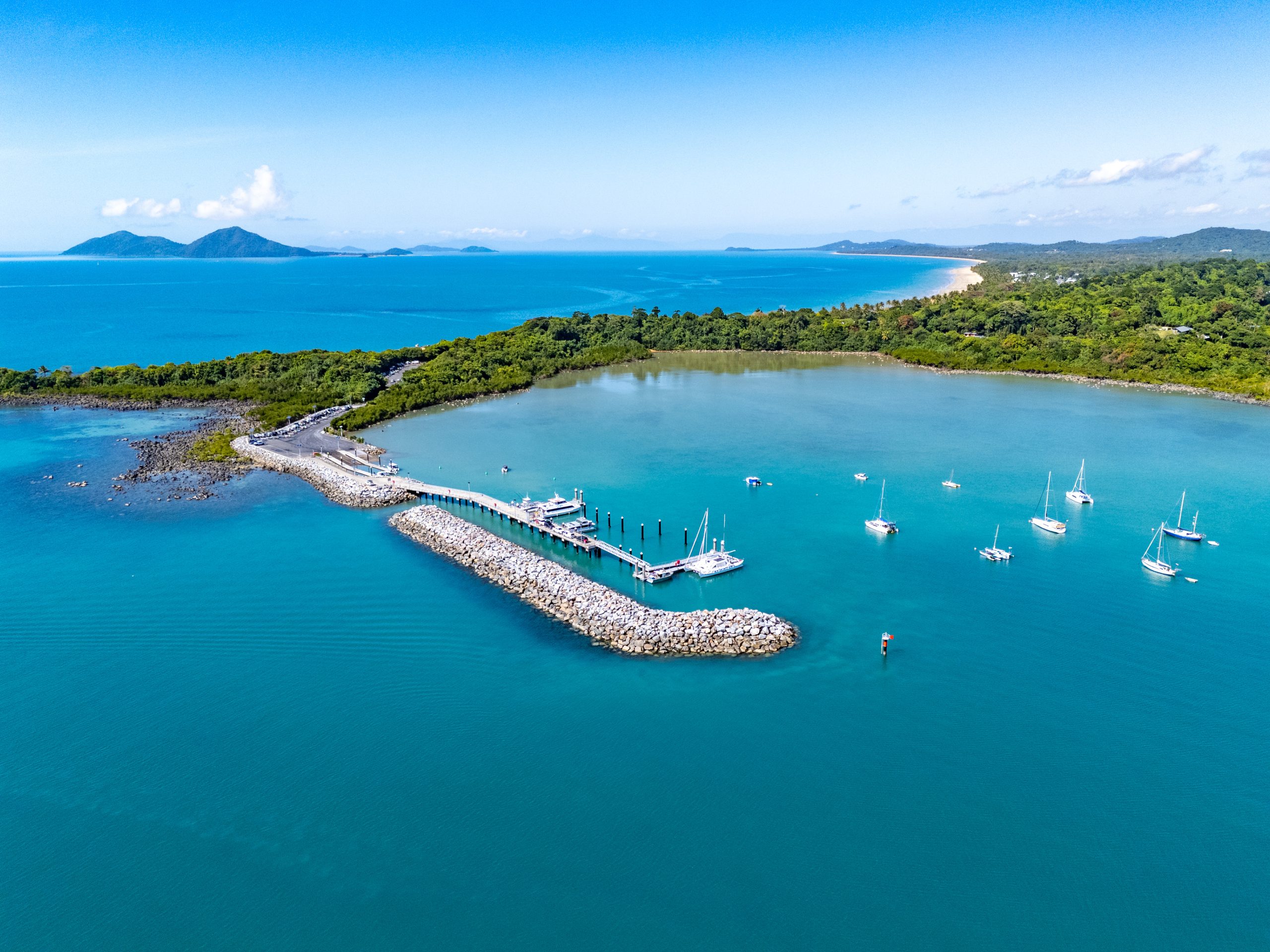 Mission Beach marina and coastline aerial photography