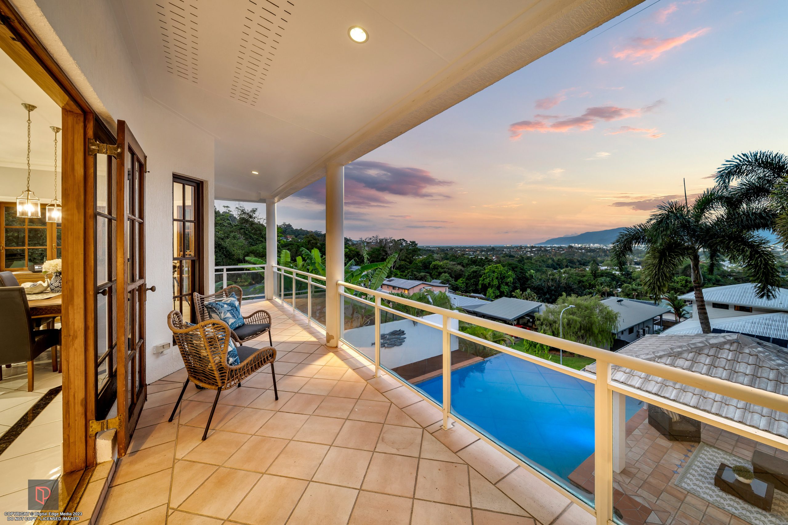Twilight balcony view across Cairns photographed by Digital Edge Media